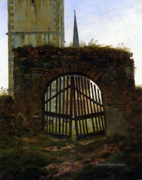The Cemetery Gate Romantic Caspar David Friedrich Oil Paintings